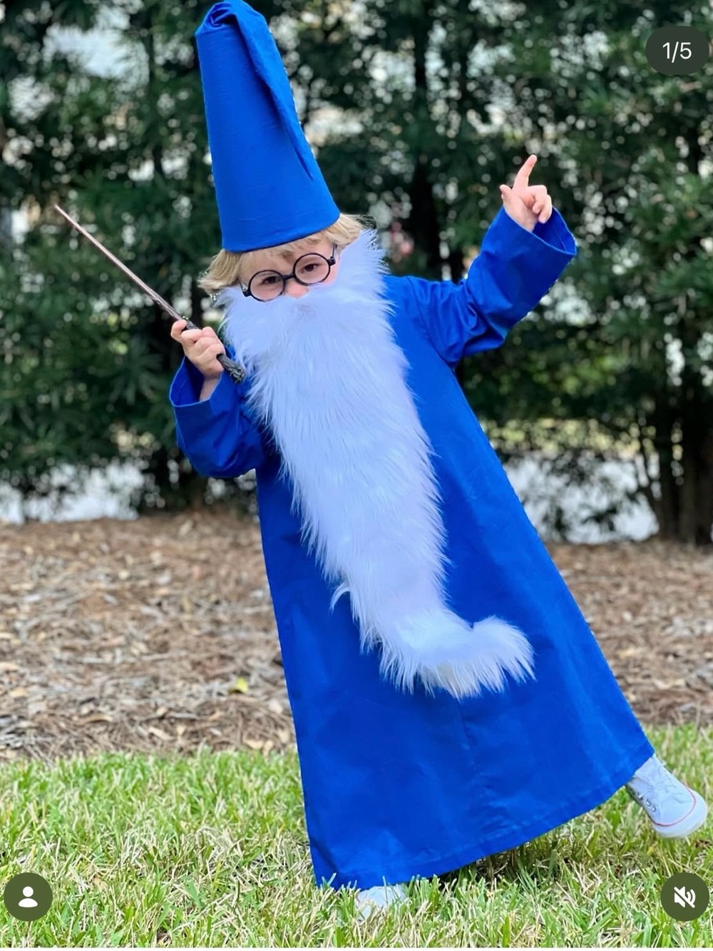 Blue Wizard Merlin Kids Costume